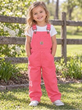 Carhartt Kids Pink Overalls with Adjustable Straps